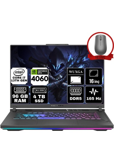 Asus Rog Strix G16 G614PHRV056P330 R9-8940HX RTX 5050 8 GB 48 GB 4 TB SSD 16" Free Dos FHD+ Dizüstü Bilgisayar