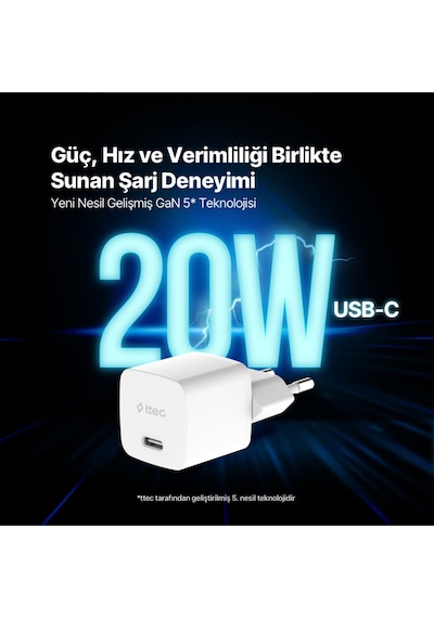 Smartcharger Gan 20w Pd Seyahat Hızlı Şarj Aleti