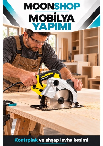 Moon Shop Pro Seri Lazerli Bakır Sargılı Metal Şanzuman Sunta Kesme Daire Testere Makinesi 185 MM