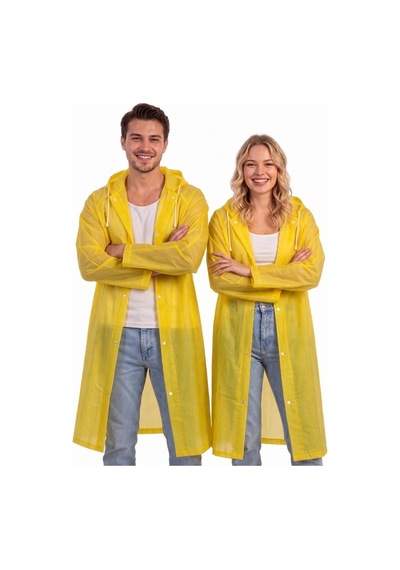 Lilymoon Unisex Su Geçirmez Uzun Yağmurluk Şeffaf Sarı