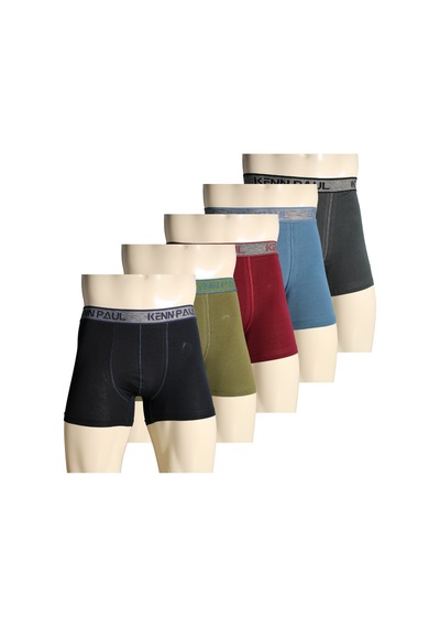 Kenn Paul 5'li Erkek Düz Çok Renkli Pamuk Boxer Yumuşak Kumaş Rahat Boxer