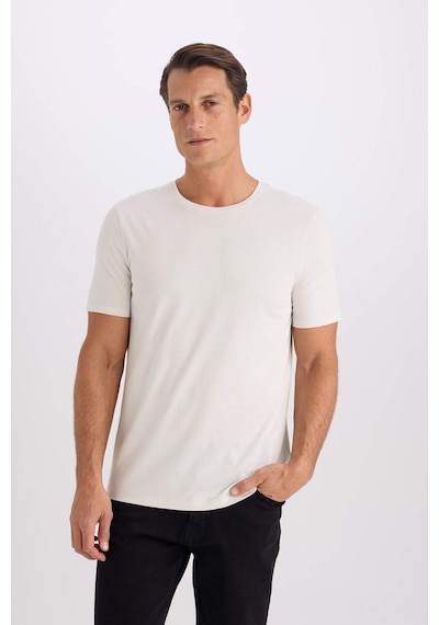 DeFacto Slim Fit Dar Kesim Bisiklet Yaka Modal Karışımlı Pamuklu Basic Düz Kısa Kollu Tişört M6606AZ25SPER20