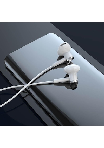 Mikrofonlu Kablolu 3.5mm Jack Girişli Kulaklık Net Ses, Günlük Kullanım Beyaz