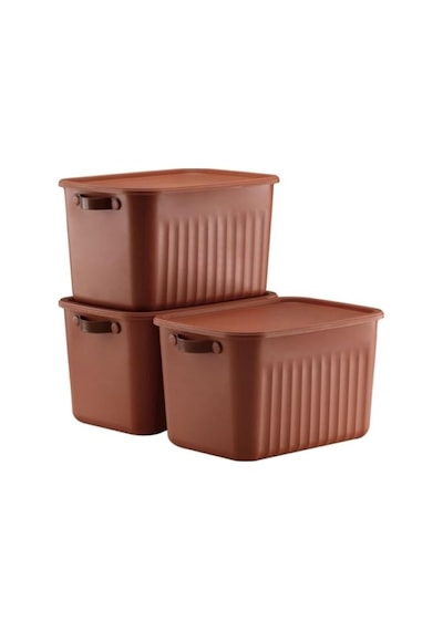 Modern Kapaklı Saklama Kutusu Seti - 15 Litre, Taşınabilir Kulplu