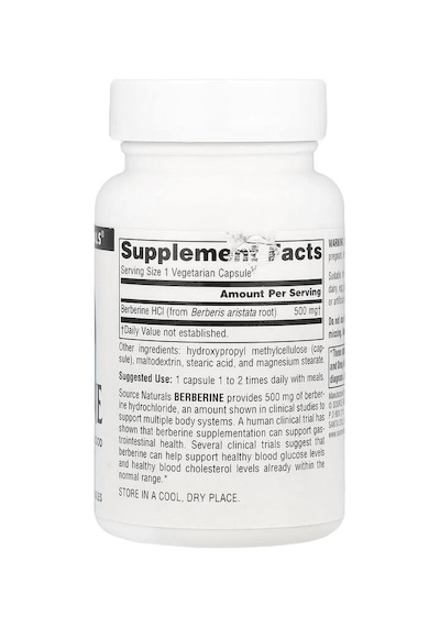 Source Naturals, Berberine, 500 Mg, 30 Vegetarian Capsules