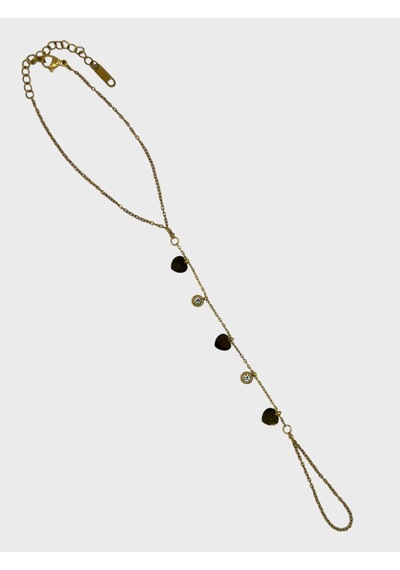 Arnes Jewelry Çelik Zirkon Taşlı Kalpli Şahmeran Bileklik Ar583nes Gold