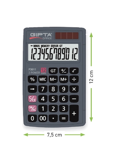 Gıpta F3011 Cep Tipi 12 Hane Hesap Makinesi