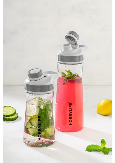 2 Li Set 730ml 530ml. Su Matarası Su Şişesi Suluk Bpa Içermez Gri Gri