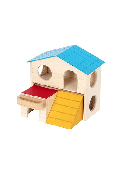 Pawise Ahşap Kemirgen İki Katlı Ev Yuva 16x13x15 Cm 167-61013.01