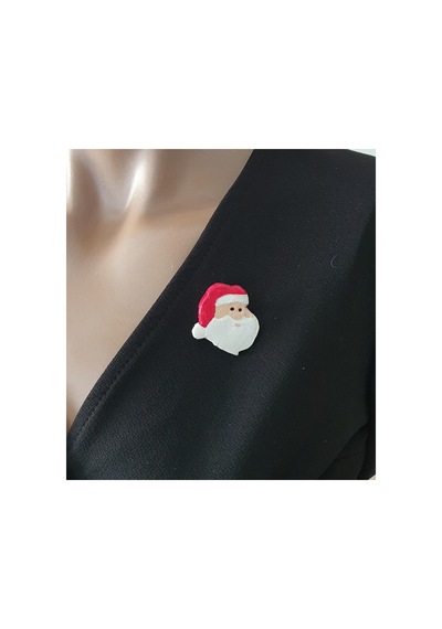 3 Parça Yılbaşı Yeniyıl Noel Baba Figürlü Küpe Ve Broş Seti Çok Renkli