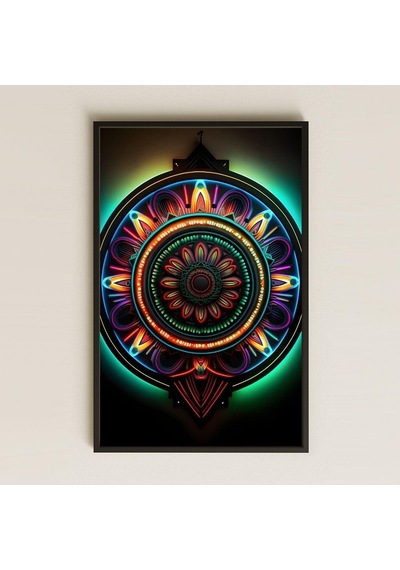 Neon Işık Efektli Mandala Dekoratif Pvc Tablo - Modern Tasarım