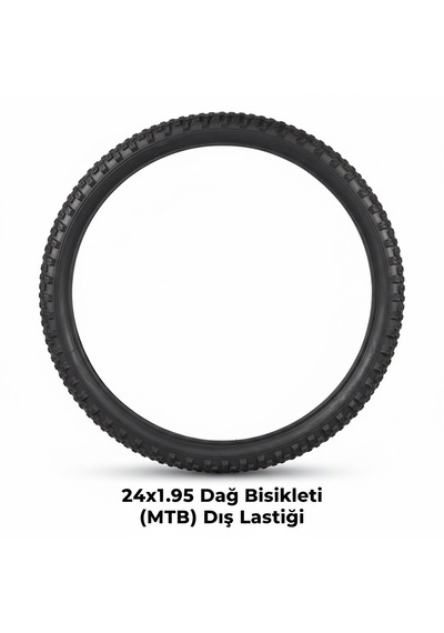 24 Jant Dış Lastik - 24x1.95 Mtb Dağ Bisikleti Dişli Dış Lastik - 1 Adet