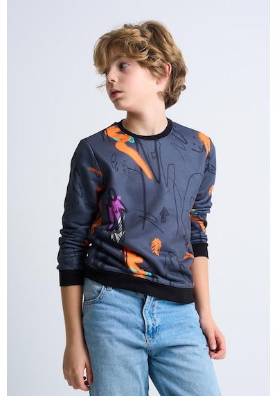 Alexandergardi Alexandergardı Baskılı Desenli Çocuk Sweatshirt Antrasit