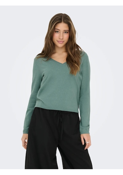 Only Onlloyal Ls V-neck Pullo Knt Noos Kadın Kazak 15368957 Yeşil