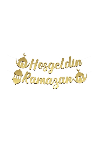 Kaligrafik Gold Renk Hoşgeldin Ramazan Yazısı, Banner Tüm Yaşlar