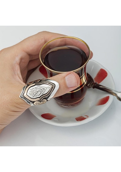 Alyans Evim 925 Gümüş La Galibe İllallah Yazılı Okçu Zihgir Erkek Yüzük