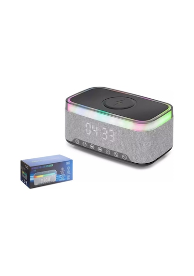 Hadron S300 15w Bluetooth Hoparlör Kablosuz Şarjlı Alarmlı Saat Rgb - Siyah