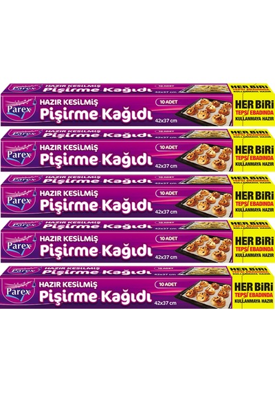 Hazır Kesilmiş Pişirme Kağıdı 10 Lu 42 X 37 Cm 5 Paket