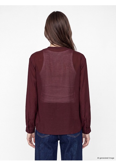 Lcw Modest Bordo Bağlamalı Yaka Fırfırlı Bluz