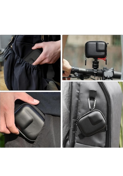 Knmaster Aksiyon Kamerası Taşıma Çantası Djı / Insta360 Kameralar Uyumlu Sert Koruyucu Çanta Siyah