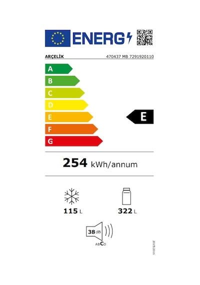 Arçelik 470437 MB 437 LT Statik Çift Kapılı Buzdolabı