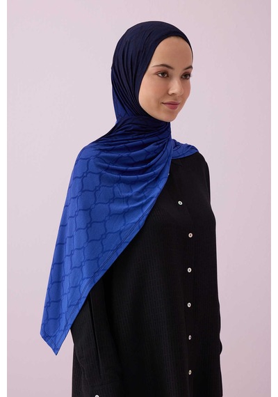 Imannoor Kafes Lacivert Degrade Supreme Şal 70x165 Lacivert