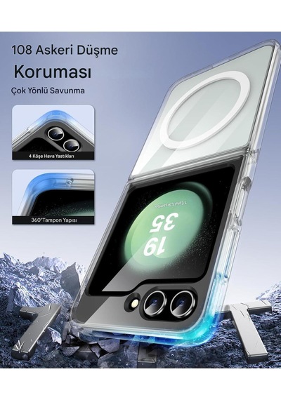 Samsung Uyumlu Z Flip 6 Şeffaf Magsafe Kılıf Safe Şeffaf