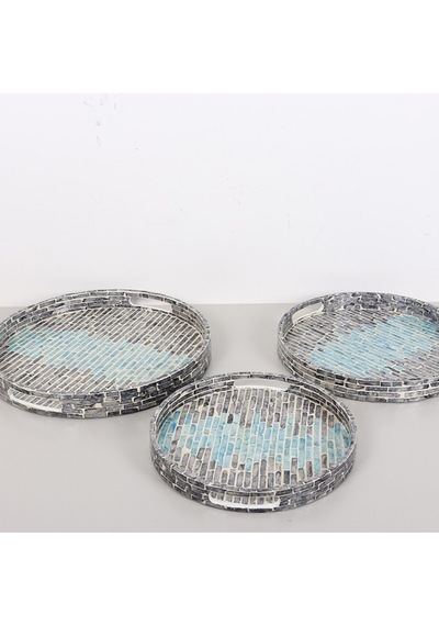 Pure Sedef 30 X3,5 Cm. Black/blue Sedefli Mozaik Tepsi Mix