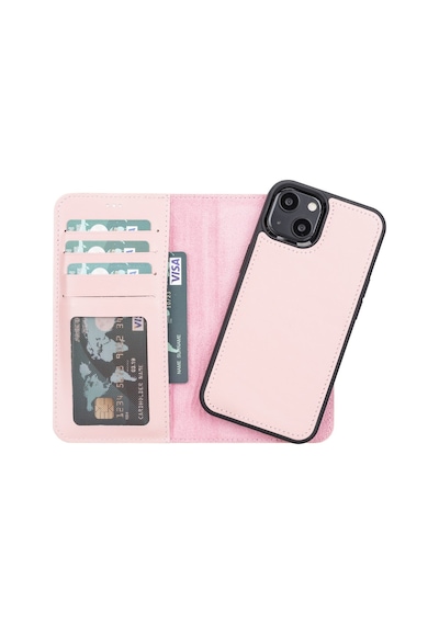 Apple İphone 13 Uyumlu Deri Cüzdanlı Kılıf Nu2 Pembe Diğer