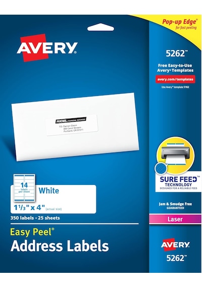 Avery Posta Adresi Etiketleri, Lazer Yazıcılar, 350 Etiket, 1-1/3 Diğer