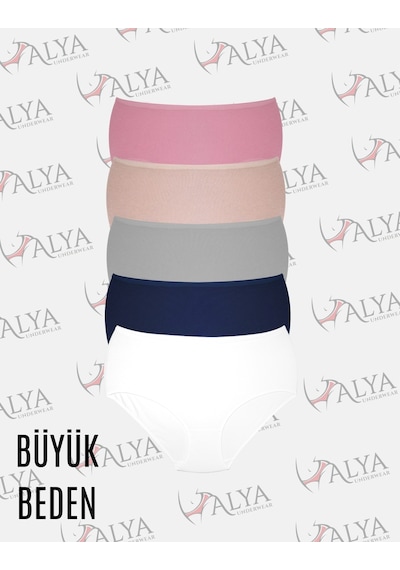 Alya Underwear Kadın Extra Battal Külot - 5 Adet Beyaz 8xl, 9xl, 10xl Çok Renkli2