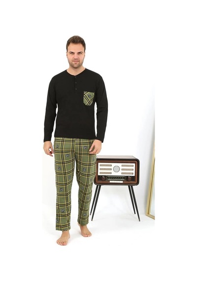 Najmaddin.com Beru Erkek Uzun Kol Penye Siyah Pijama Takımı
