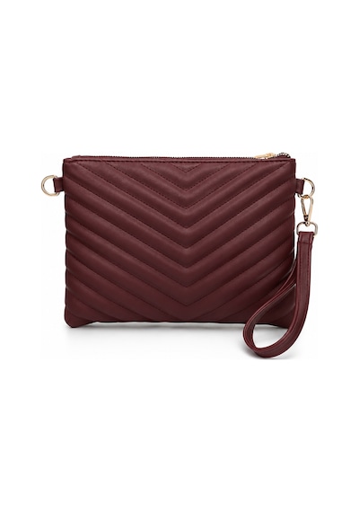 Sanmorris Kadın Suni Deri Ayarlanabilir Çapraz Ve El Askılı Portföy, Clutch Çanta S-1407 Bordo