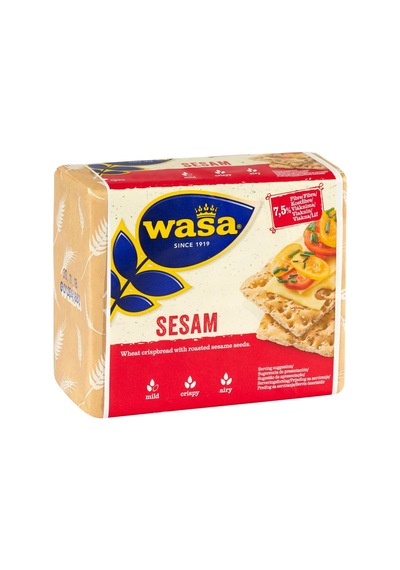 Wasa Susamlı Gevrek Ekmek 200g - Yüksek Lifli Vegan Atıştırmalık - 2 Adet Tarı