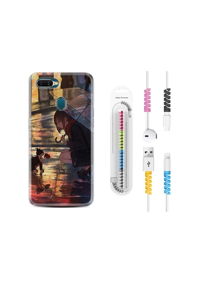 Oppo Ax7 Kılıf Kablo Koruyuculu Kız Ve Kedi 1762