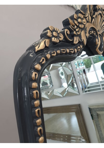 Ayna Denizi Princess Anthracite Gold Model Antrasit Altın Renk Dekoratif Ayaklı Boy Aynası Antrasit - Altın