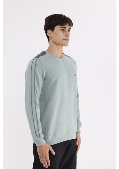 Rowinger Selanik Doku Yumuşak Tutuşlu Rahat Kalıp Yuvarlak Yaka Esnek Manşetli Sweatshirt Çağla