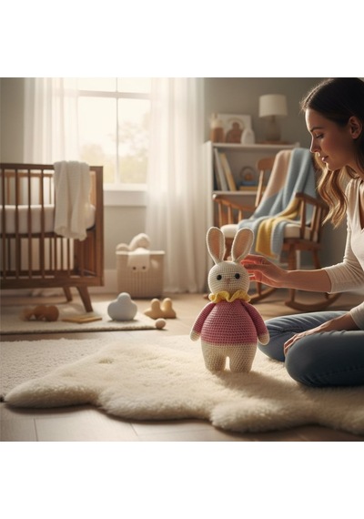 Oyuncak Tavşan Amigurumi Oyun Arkadaşı Krem - Pembe