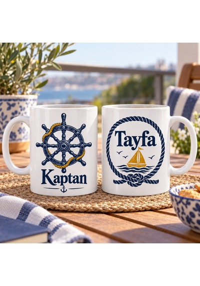 Kaptan Ve Tayfa 2'li Porselen Kupa Seti - Model 499