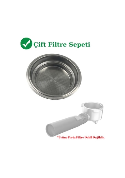 Arçelik Em-8550 Uyumlu 51 Mm Çiftli Espresso Filtre Sepeti - Yedek Çelik Süzgeç Siyah - Gri