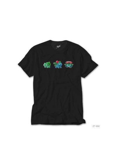 Pokemon Balbasaur Evolation Siyah Tişört Siyah