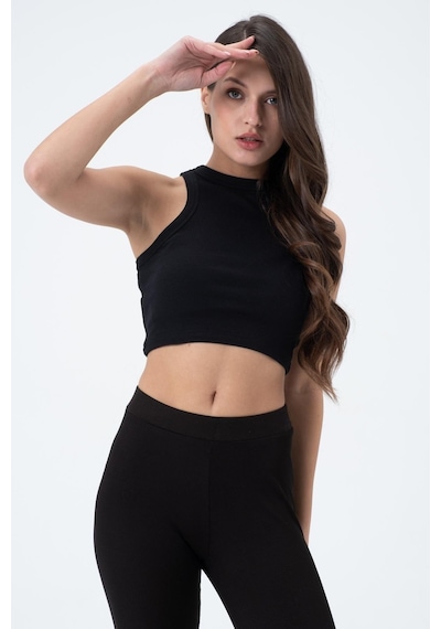 Quhox Kadın Kaşkorse Crop Atlet Siyah