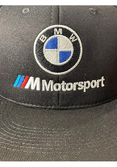 Hamze Bmw Motorsport Nakışlı Siyah Hip Hop Snapback Rapper Basket Şapka Siyah