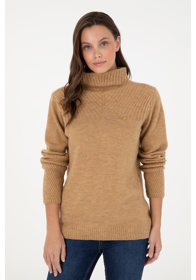 U.S. Polo Assn. Kadın Camel Balıkçı Yaka Kazak 50294257-VR015