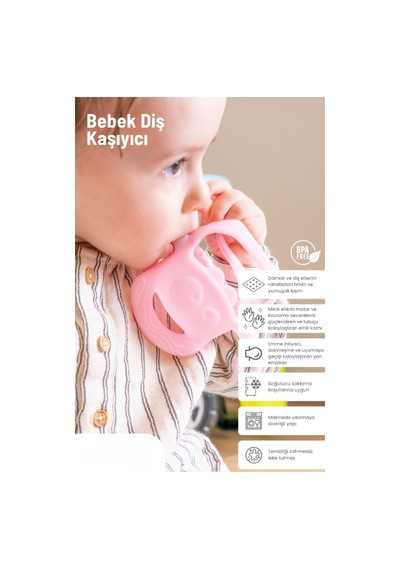 Pembe Bebek Silikon Diş Kaşıyıcı Çok Renkli
