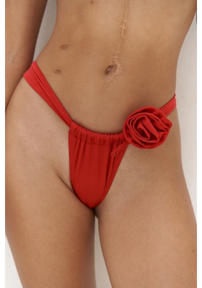 Mai Collection Mai Studios Co. Larasis Çiçek Detaylı Kırmızı Bikini Altı Kırmızı