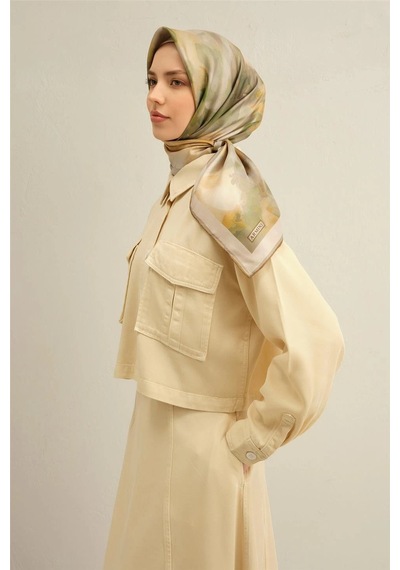 Armine 2025 İlkbahar - Yaz - Dj Saf İpek Eşarp Sura -9310 - 90 X 90 / Yeşil 02 Yeşil 02