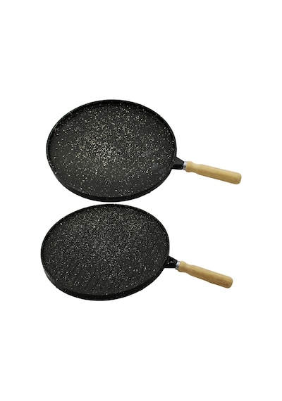 Çift Taraflı Döküm Granit Bazlama - Gözleme Tavası 36cm 5545 Gri