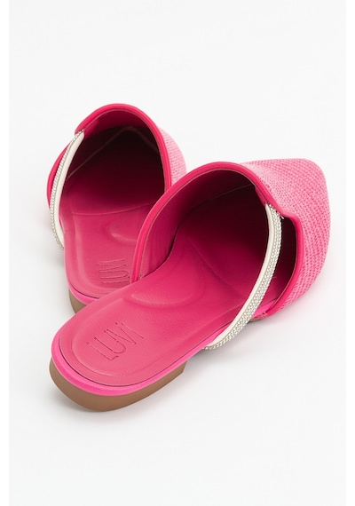 Luvishoes Pesa Fuşya Hasır Taşlı Kadın Terlik Fuşya
