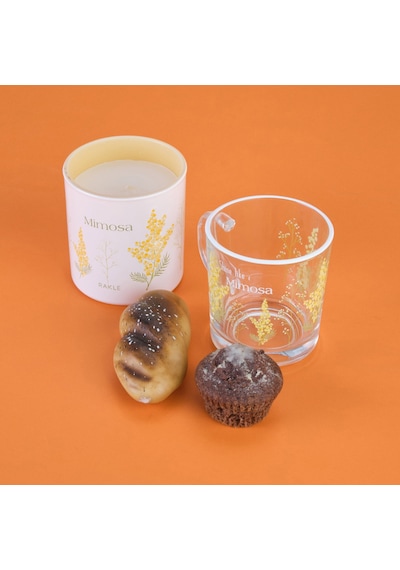 Raklee Mimosa Kupa Ve Mum Seti - Renkli - 250 Ml